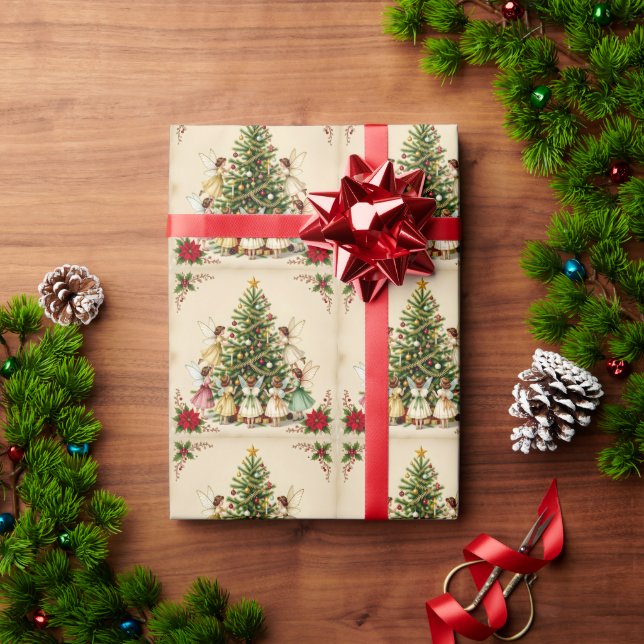 Papel De Presente Encontro de Fadas de Natal Vitoriano (Presente de Natal)