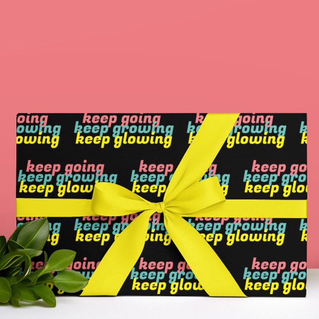 Papel De Presente Encorajando o papel de empacotamento (Encourage growth and determination with this empowering wrapping paper! )