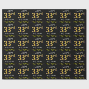 Papel De Presente Enegreça, ANIVERSÁRIO FELIZ Dourado do falso "3