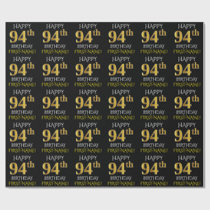 Papel De Presente Enegreça, ANIVERSÁRIO FELIZ Dourado do falso "94