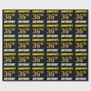Papel De Presente Enegreça, falso/ouro de imitação, "36th