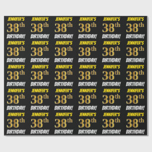 Papel De Presente Enegreça, falso/ouro de imitação, "38th