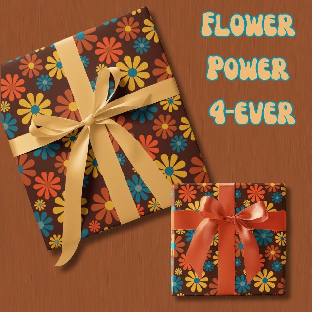 Papel De Presente Energia com ventilador retroativo da década de 196 (1960's flower power in those iconic retro colors. Way to wrap. )