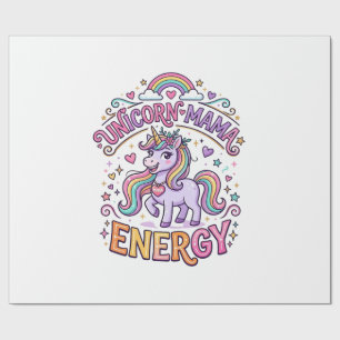 Papel De Presente Energia de Mãe Unicórnio Colorido Design Zazzle_1