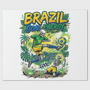 Papel De Presente Energia do Gol do Brasil Esqueleto Atacante Nações