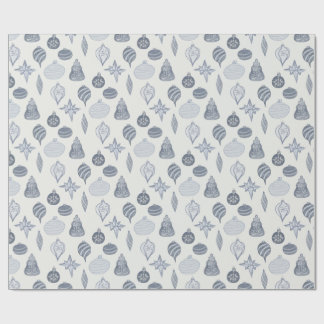 Papel De Presente Enfeite Azul e Branco Vintage