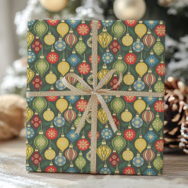 Papel De Presente Enfeite de Natal Antigo Festa Colorida