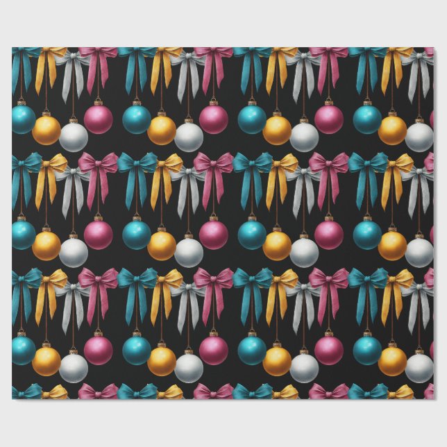 Papel De Presente Enfeite de Natal Bola Multi Cores (Aberto)