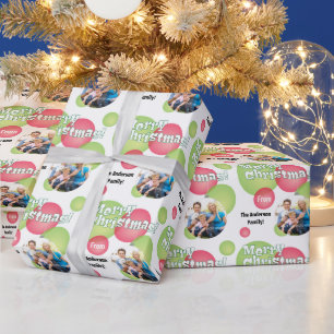 Papel De Presente Enfeite de Natal Colorido Foto da Família
