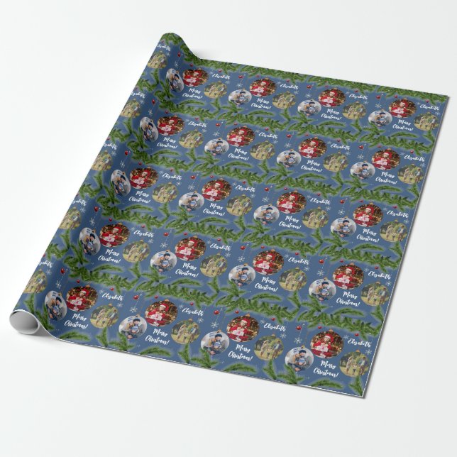 Papel De Presente Enfeite de Natal Personalizado com Rosto Floco de  (Desenrolado)