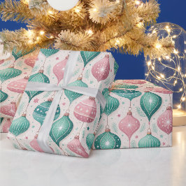 Papel De Presente Enfeite de Natal Pink e Teal Bauble