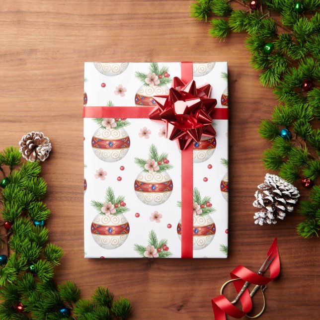 Papel De Presente Enfeite de Natal Rosa (Presente de Natal)