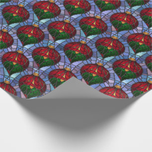 Papel De Presente Enfeite de Natal Vermelho Verde Azul Vidro Manchad