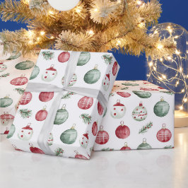 Papel De Presente enfeite de Natal vibe aquarela rústica