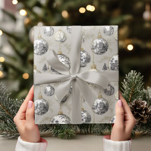 Papel De Presente Enfeite de Toile Natal Neutro Vintage