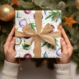 Papel De Presente Enfeite Festivo Aquarela Natal