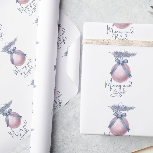 Papel De Presente Enfeite Rosa Bege Pinheiro Azul Geado Embrulho de  (Criador carregado)