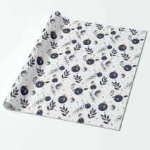 Enfeites de árvore minimalistas azul escuro dourad