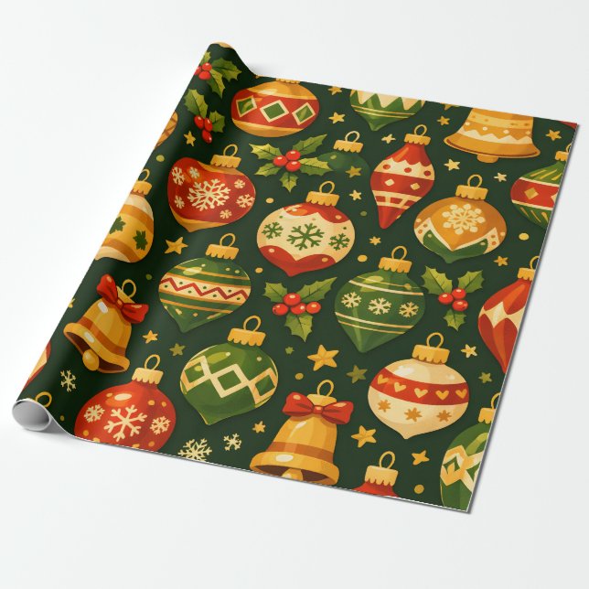 Papel De Presente Enfeites de Natal (Desenrolado)
