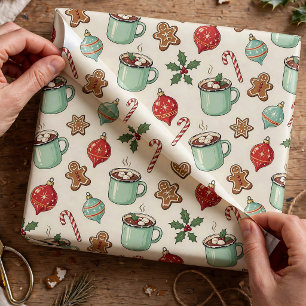 Papel De Presente Enfeites de Natal Aconchegantes Vintage Presente d