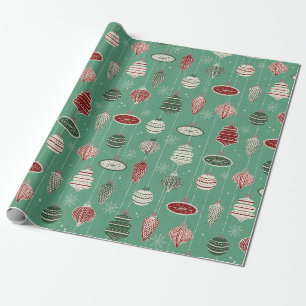 Papel De Presente Enfeites de Natal antigos em verde menta