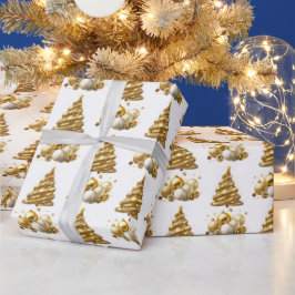 Papel De Presente Enfeites de Natal Árvore de Natal Dourados Luxuoso