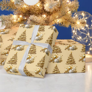 Papel De Presente Enfeites de Natal Árvore de Natal Dourados Luxuoso