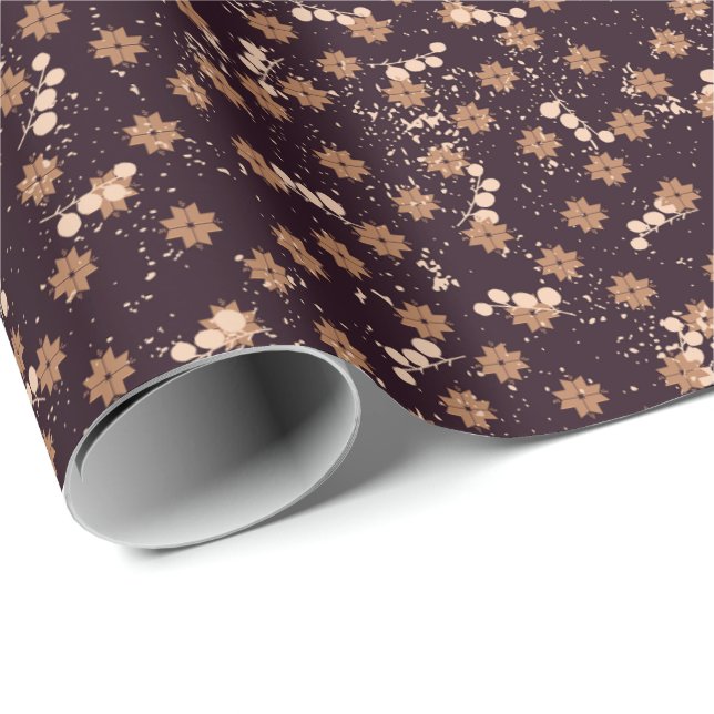 Papel De Presente Enfeites de natal bagas flocos de neve em água esc (Ponta do rolo)