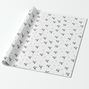 Papel De Presente Enfeites de Natal com padrão preto e branco, Neve