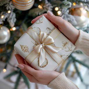 Papel De Presente Enfeites de Natal Conchas Costeiras