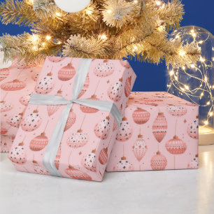 Papel De Presente Enfeites de Natal Cor-de-Rosa Férias