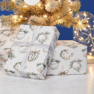 Papel De Presente Enfeites De Natal Creme Chic