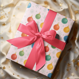 Papel De Presente Enfeites de natal de Aquarela e Flocos de Neve -