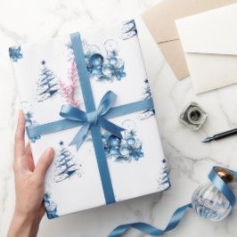 Papel De Presente Enfeites de Natal de Árvore de Natal em Aquarela A