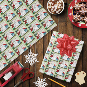 Papel De Presente Enfeites de natal de Gato Branco Engraçados