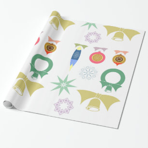 Papel De Presente Enfeites de natal decorativos elegantes em branco