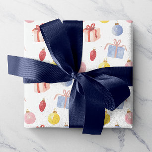 Papel De Presente Enfeites de natal e presentes de aquarela