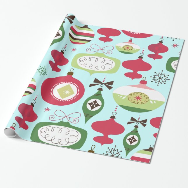 Papel De Presente Enfeites de Natal elegantes em estilo art déco (Desenrolado)