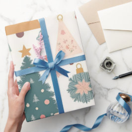 Papel De Presente Enfeites de Natal em Pastel Árvore de Natal Festa