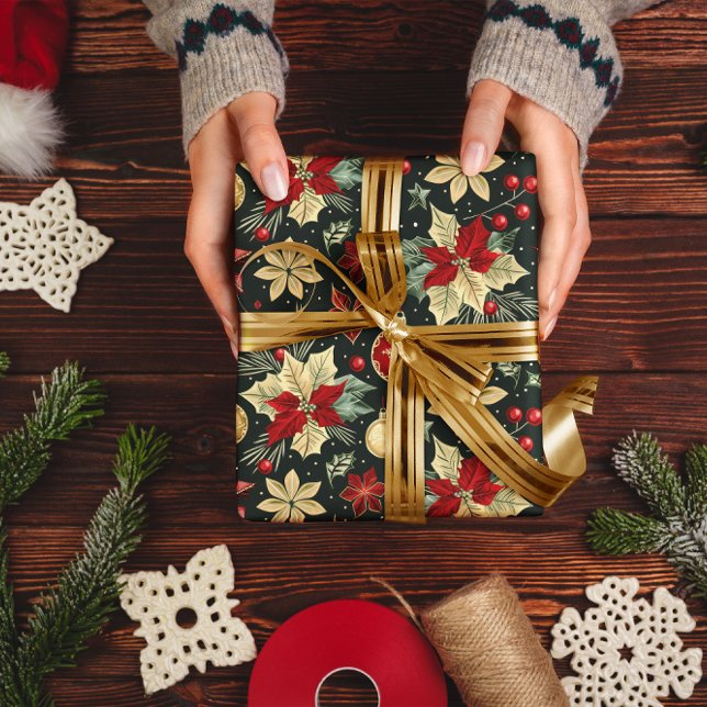 Papel De Presente Enfeites de natal Festivos Padrão Invisível (Criador carregado)