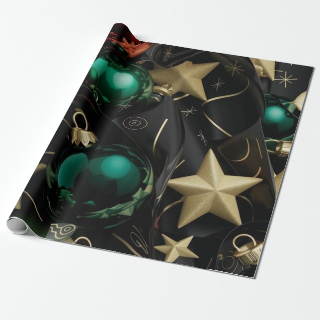 Papel De Presente Enfeites de natal luxuosos (Desenrolado)