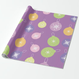 Papel De Presente Enfeites de Natal Pastel Flocos de Neve Violeta
