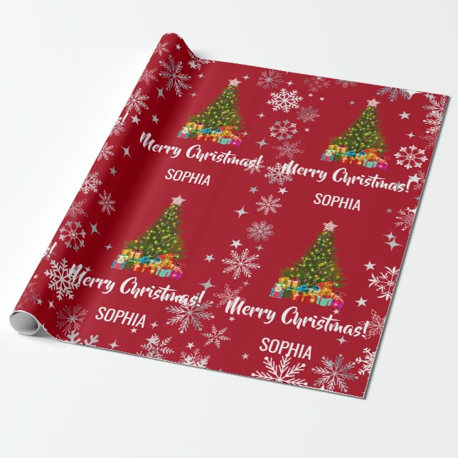 Papel De Presente Enfeites de Natal Personalizados Nome (Desenrolado)