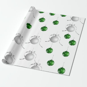 Papel De Presente Enfeites de natal Prata e Verde