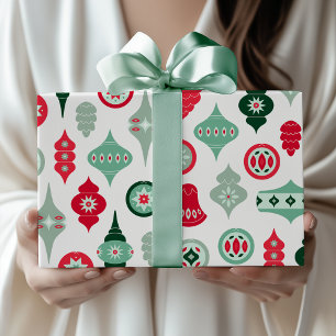 Papel De Presente Enfeites de Natal Retro Moderno de Meados do Sécul