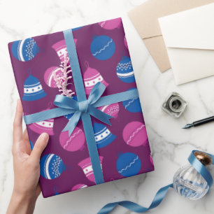 Papel De Presente Enfeites de natal retrorreflectores cor-de-rosa e