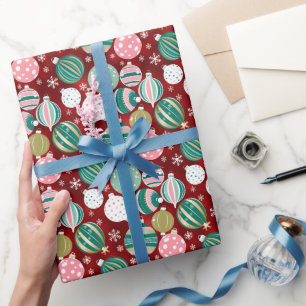 Papel De Presente Enfeites de natal retrorreflectores da Vintage e f