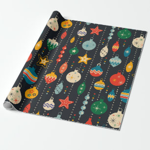 Papel De Presente Enfeites de Natal Vintage Retro
