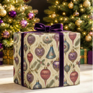 Papel De Presente Enfeites de Natal Vitorianos Luxuosos para Embrulh
