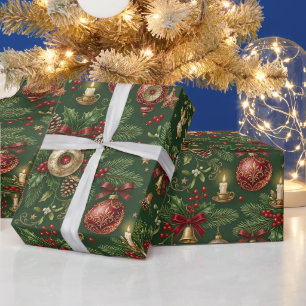 Papel De Presente Enfeites e Decorações de Natal Vintage Verde